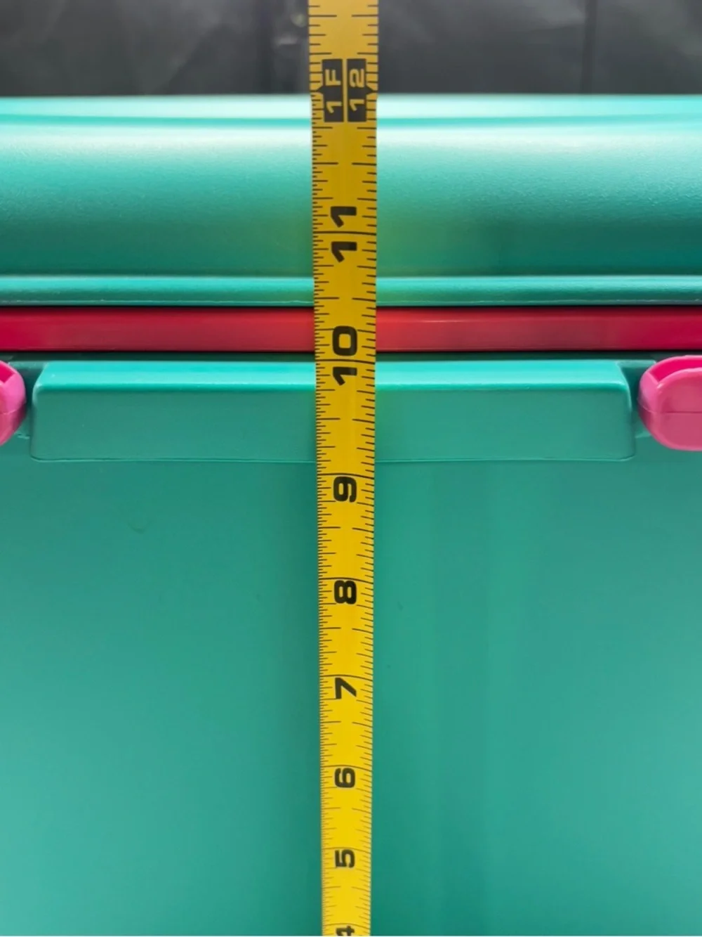 Teal Sewing Supply Case with Pink Handles